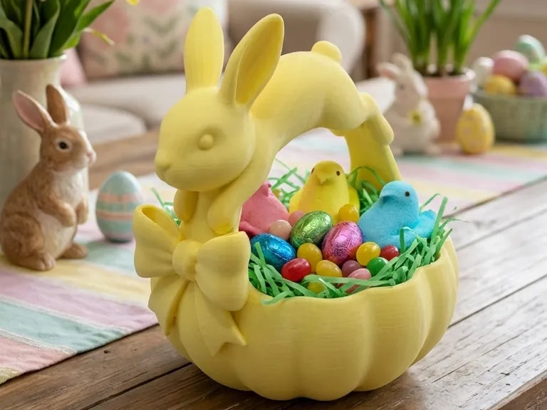 Panier de Pâques et Bol à Bonbons Lapin Sauteur Fantaisiste - Fêtes Print