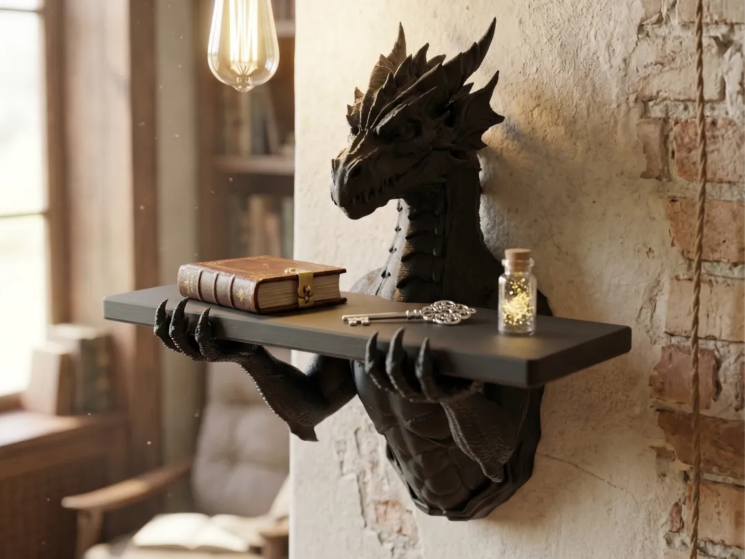 Étagère murale Dragon - Le Gardien du Grimoire - Maison Print