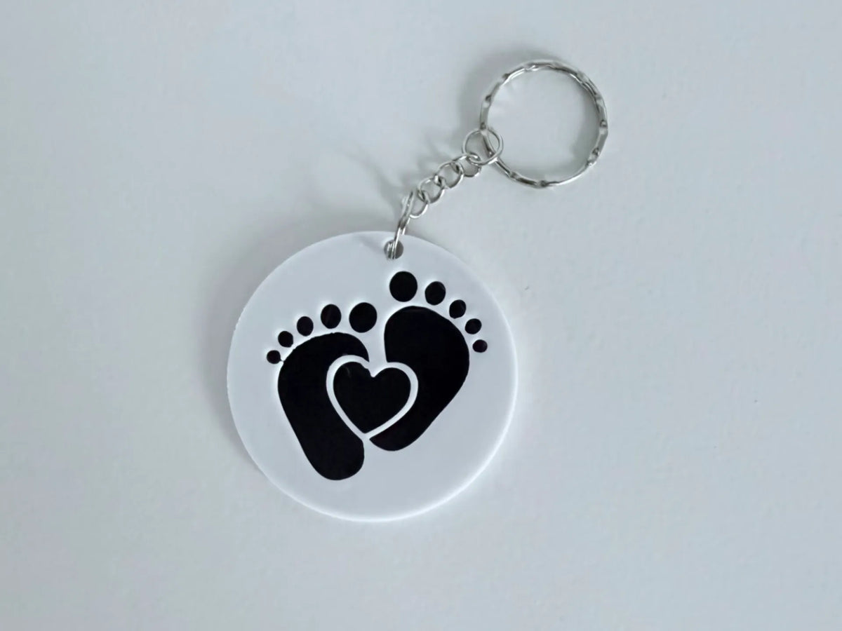 Porte-clés Pieds de Bébé Mignons – Empreintes en Forme de Cœur - Bébé Print