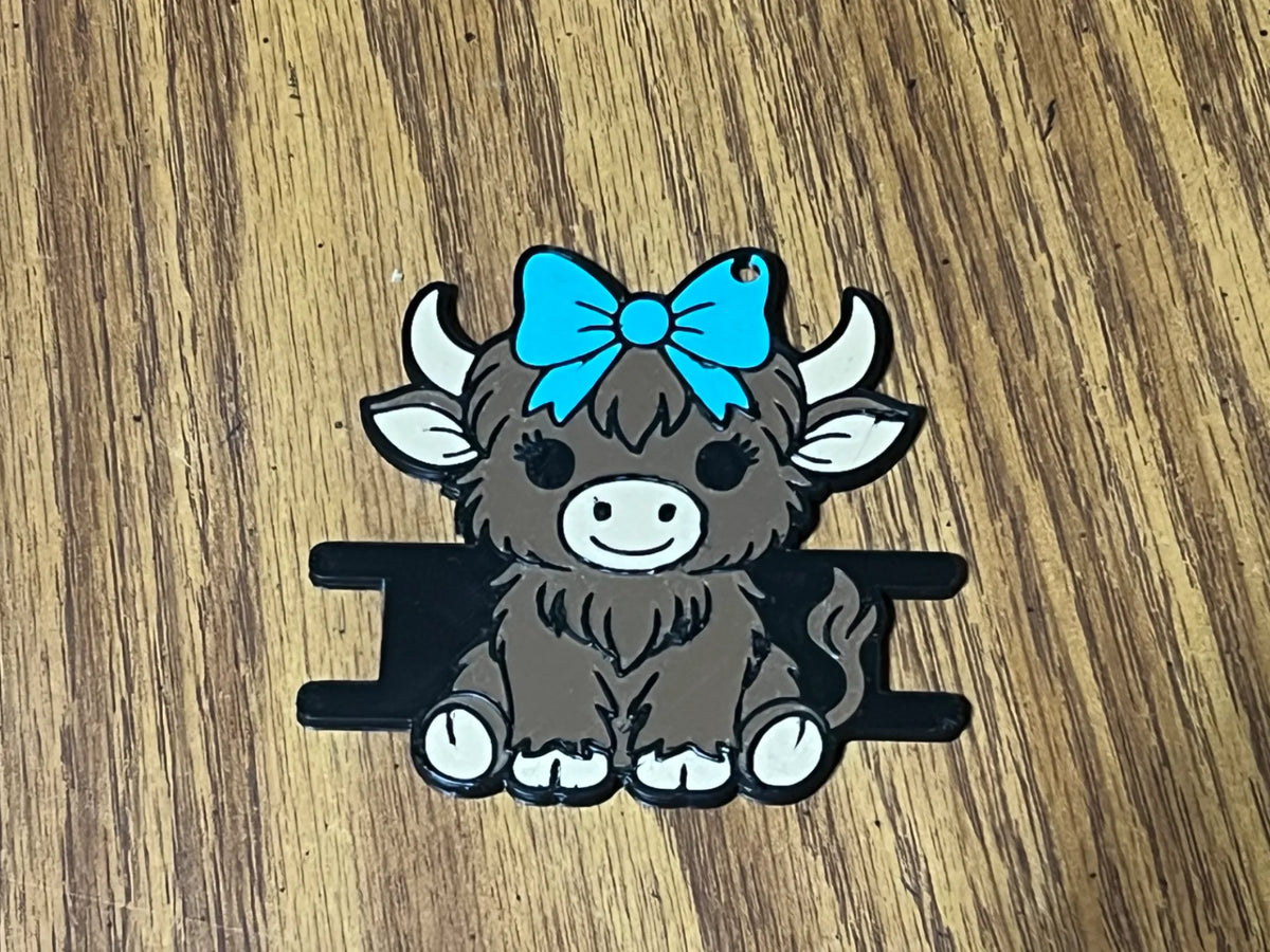 Support à élastiques en forme de vache des Highlands avec un nœud - Beauté Print