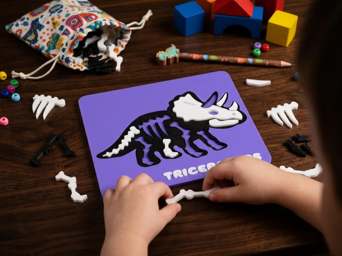 Puzzle Squelette de Triceratops – Jouet Dino pour Enfants - Maquette Print
