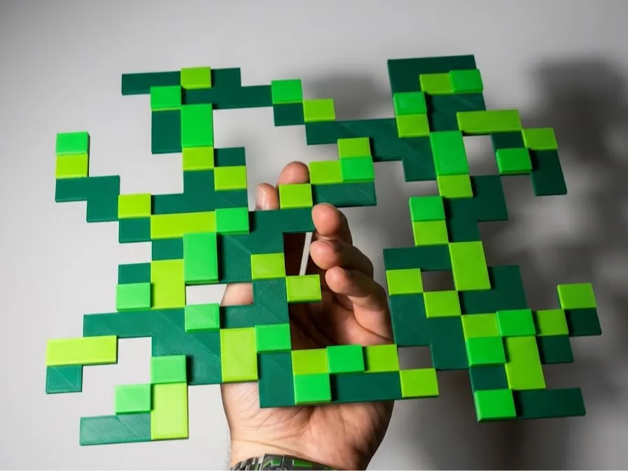 Lianes Modulaires Style Minecraft - Art Mural Pixel 3D - Geek Print