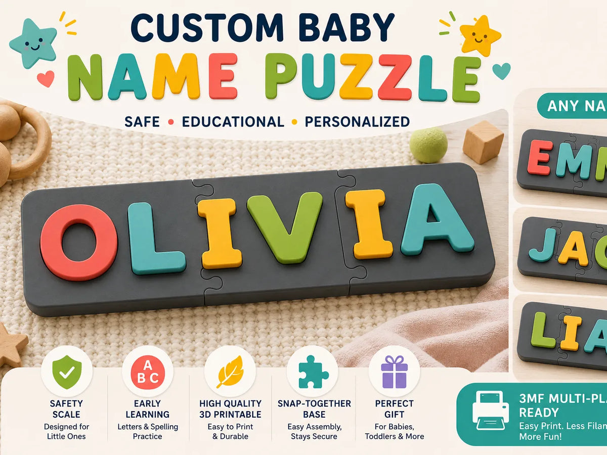 Puzzle de prénom personnalisé pour bébé - Échelle de sécurité - Bébé Print