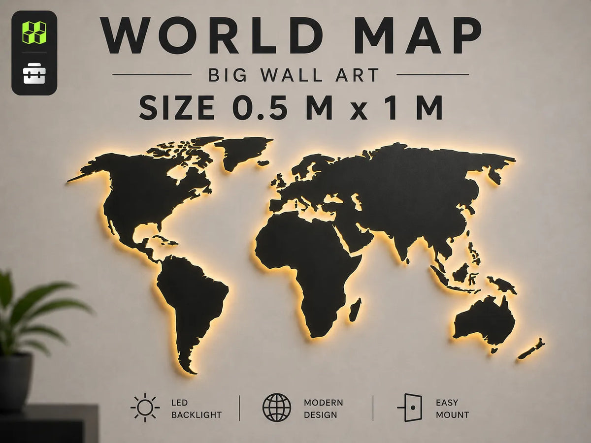 Carte du monde - grande décoration murale (0.5 m x 1 m) - Voyage Print