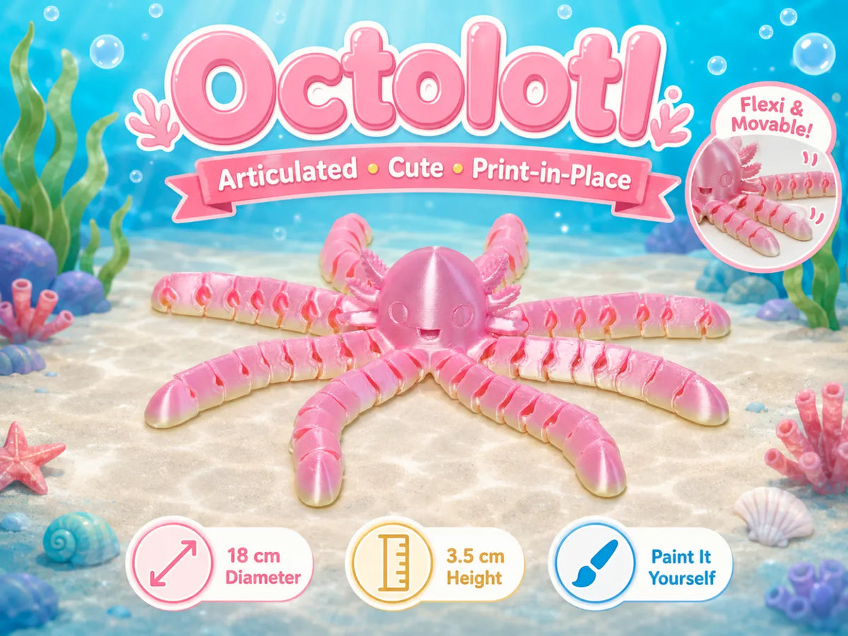 Octolotl Axolotl Pieuvre Jouet Flexible Articulé - Figurine Print
