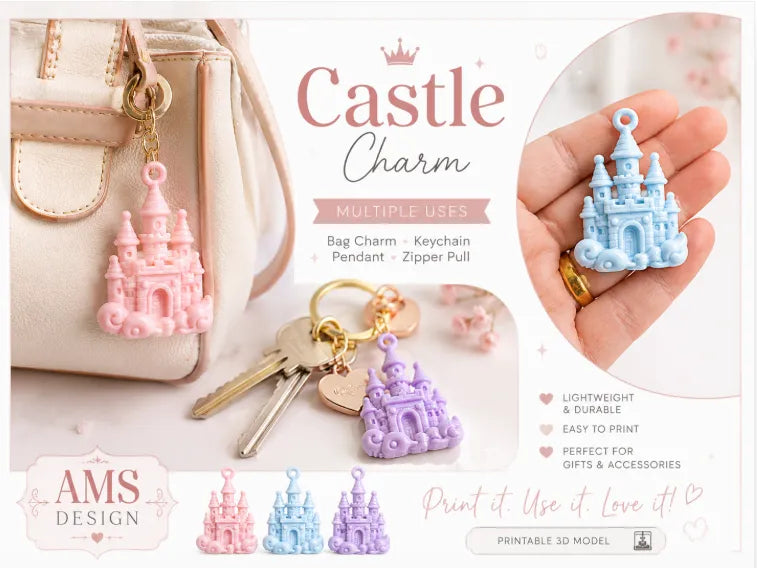 Charme Château de Conte de Fées – Porte-clés, Décoration de Sac et Pendentif - Bijoux Print