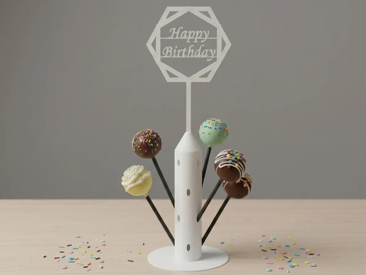 Présentoir de Cake Pop en forme de Fleur avec Topper - Fêtes Print