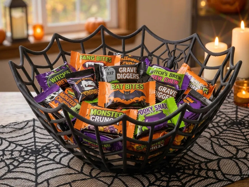 Bol à bonbons en toile d'araignée - Décoration d'Halloween effrayante - Fêtes Print