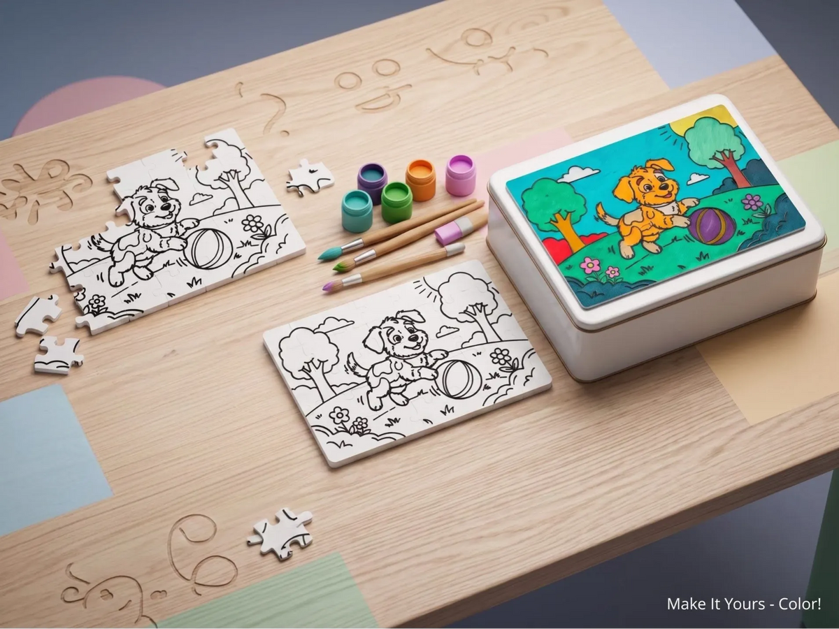 Puzzle à Colorier Soi-Même – Chiot Joueur - Bébé Print
