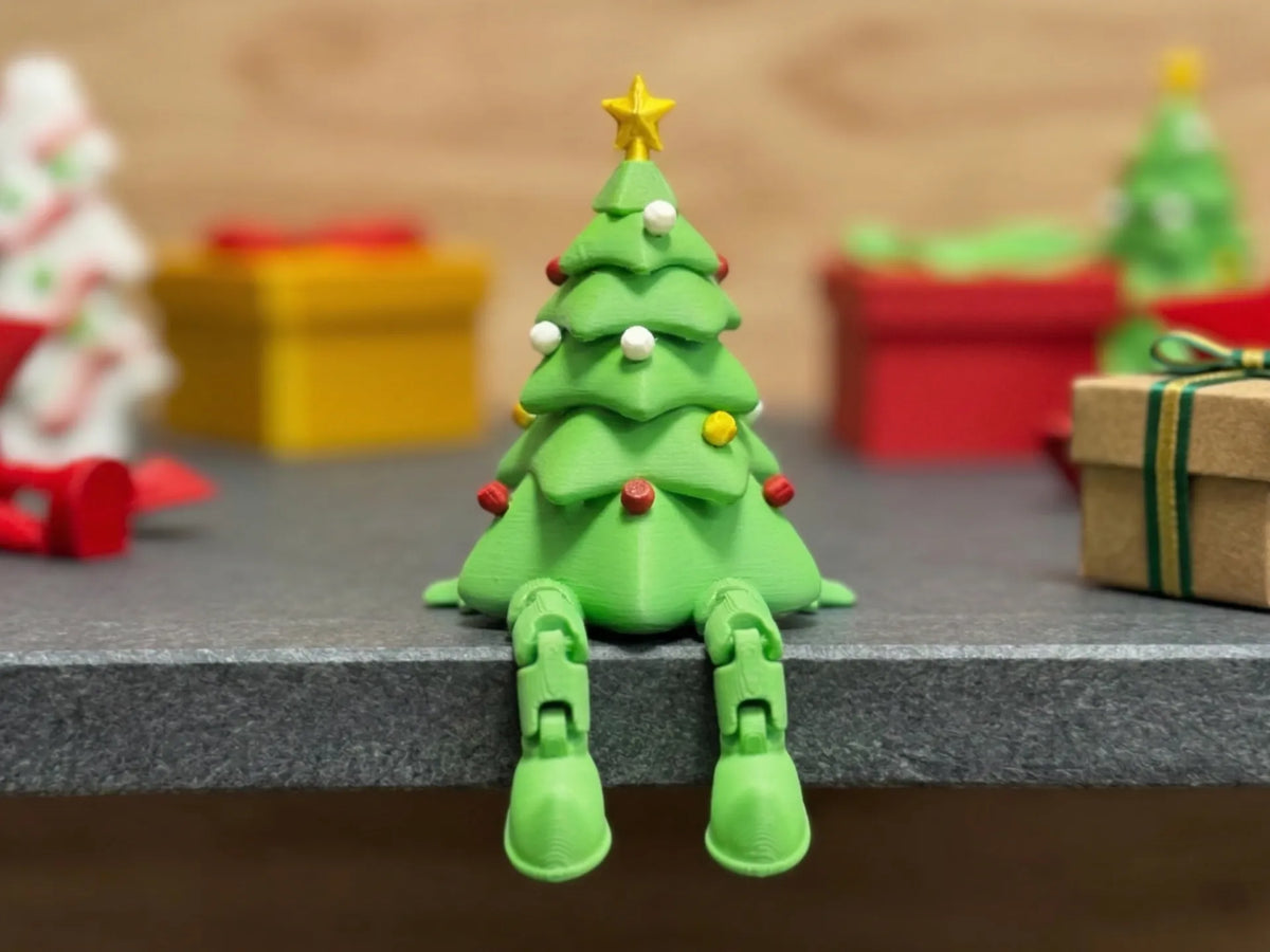 Sapin de Noël avec ornements, mains, jambes flexibles - Maison Print