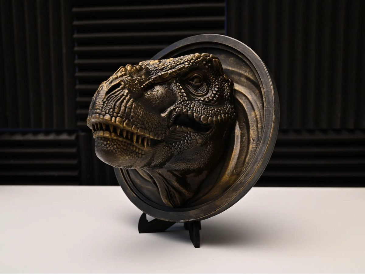 Tête de T-Rex en relief mural - Art préhistorique - Art Print