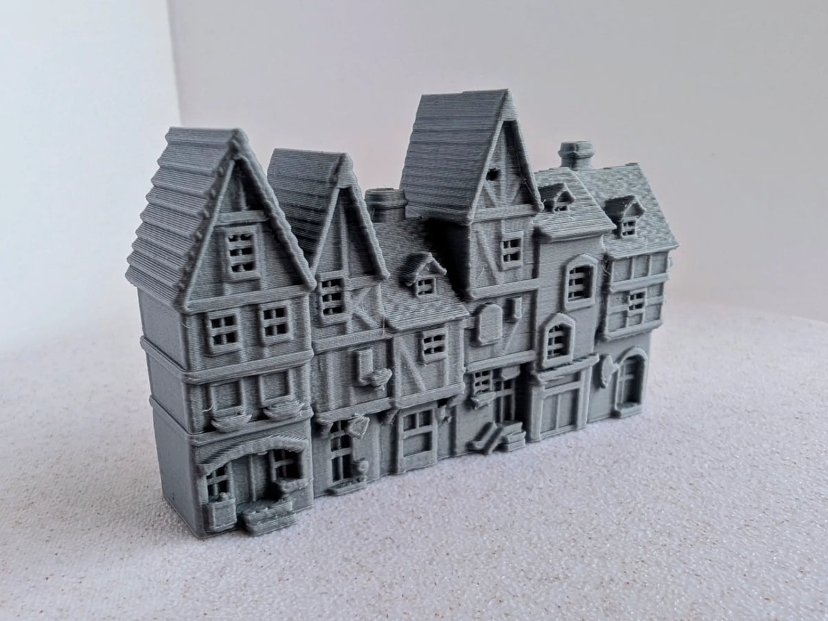 Miniature de maisons médiévales en rangée 058 - Maquette Print