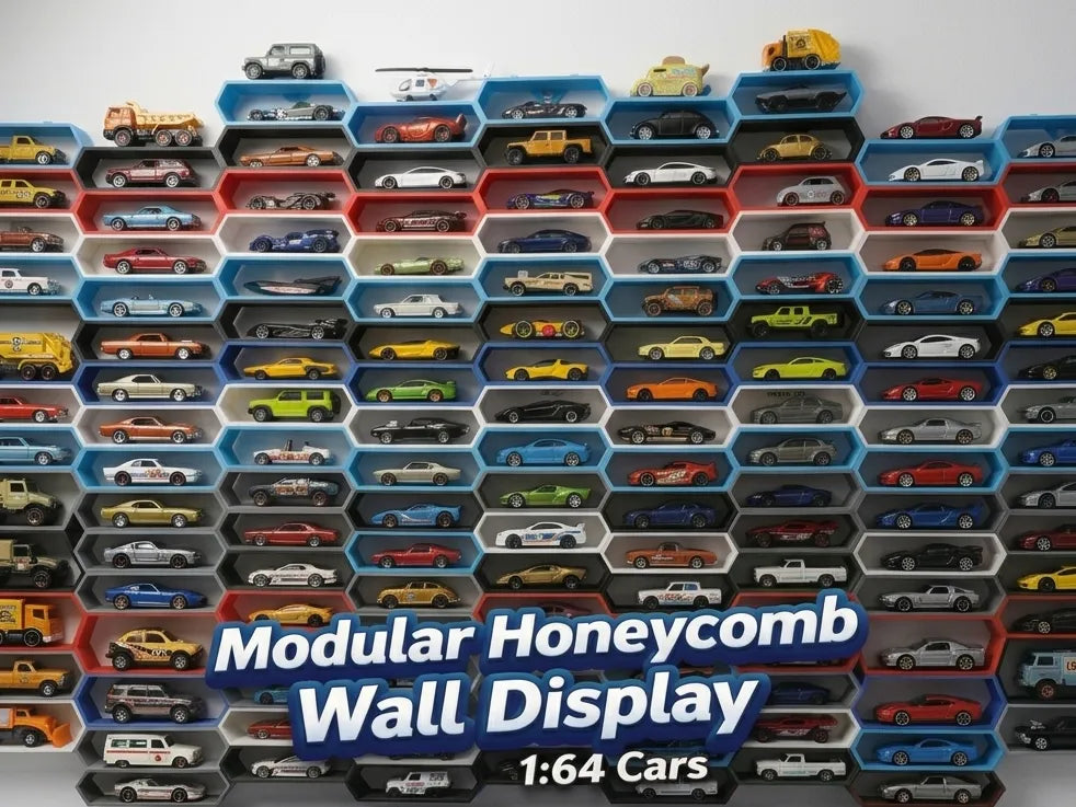 Présentoir mural modulaire en nid d'abeille pour voitures 1:64 - Auto Print