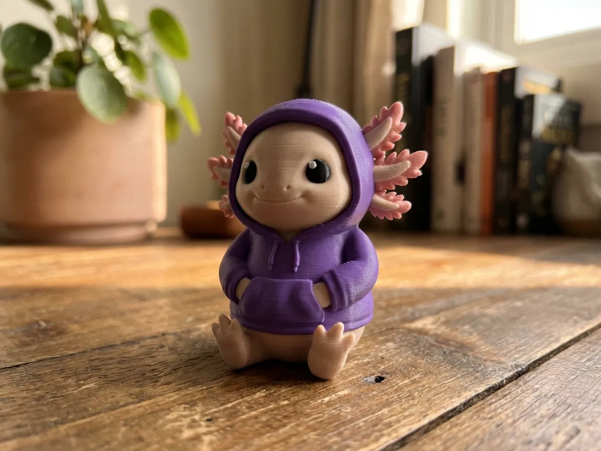 Axolotl mignon en sweat à capuche, compagnon de bureau - Figurine Print