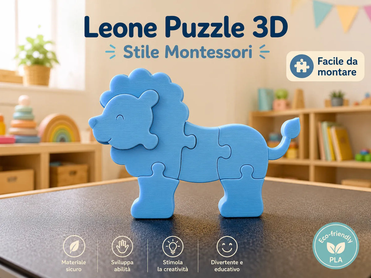 LION Puzzle 3D – Style Montessori pour Enfants - Jeux Print