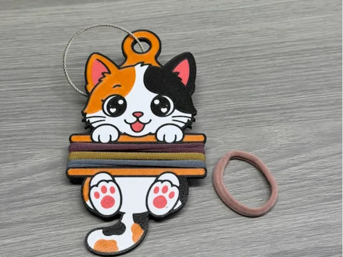 Porte élastique à cheveux porte-clés Chat Calio - Beauté Print
