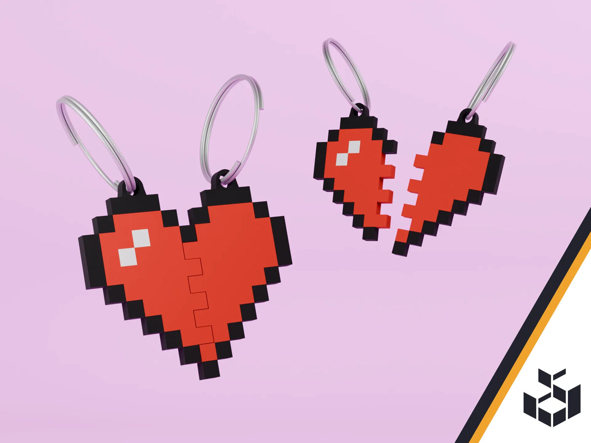 Porte-clés Cœur Pixel 8 bits – cadeau pour gamer - Geek Print