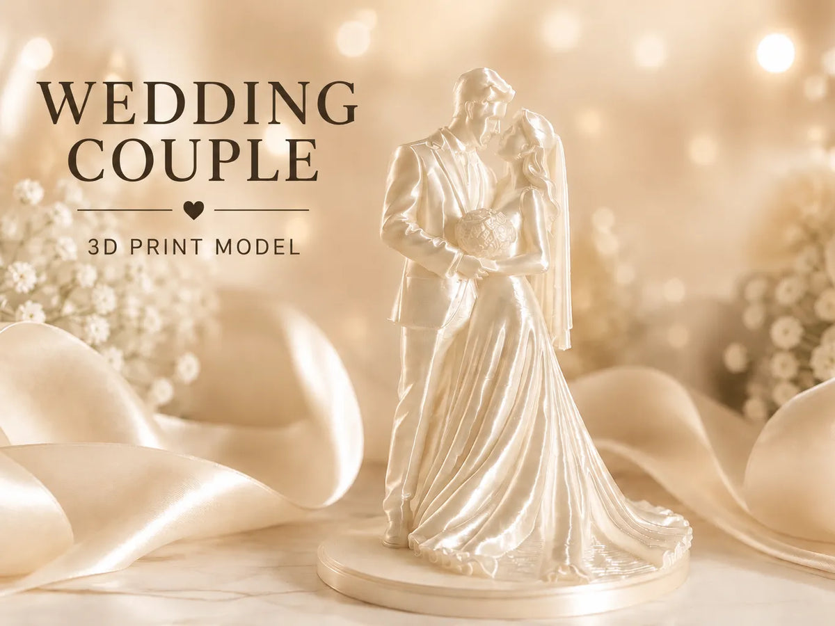Statue Mariée et Marié Élégante – Cake Topper 3D - Fêtes Print