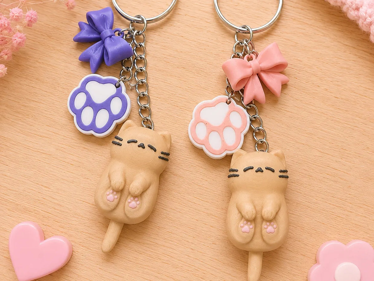 Porte-clés Chat Dormeur et Breloques - Bijoux Print