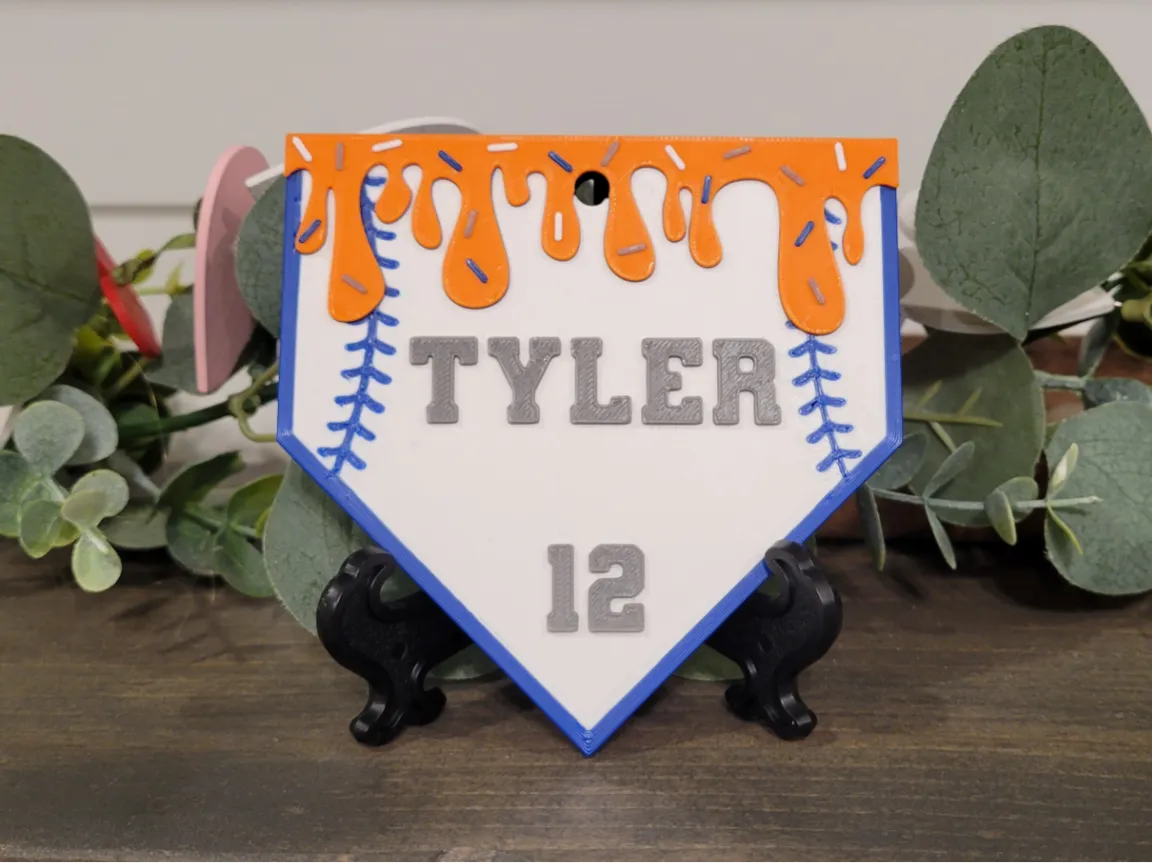 Porte-clés et étiquette de sac Plaque de maison de baseball Drip - Voyage Print