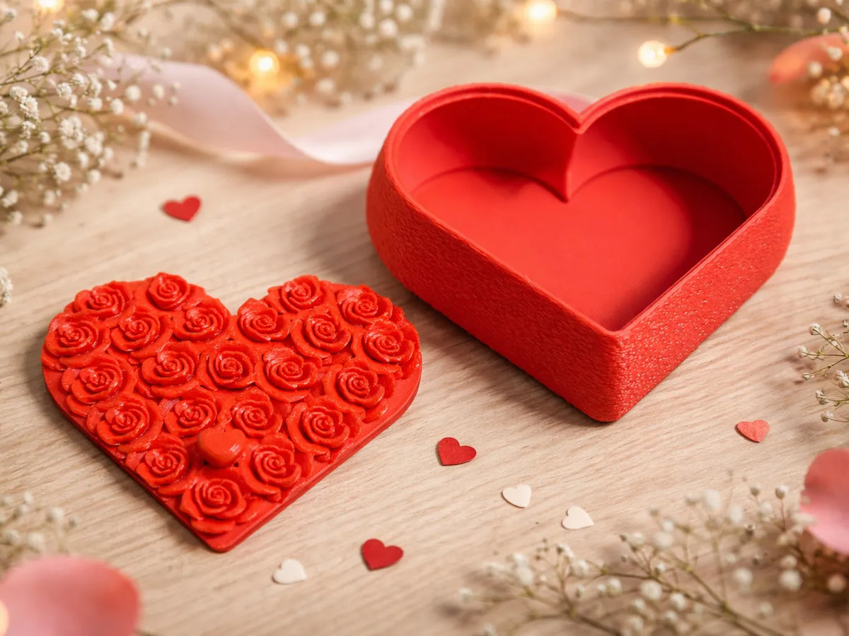 Boîte cadeau cœur de la Saint-Valentin avec des roses - Fêtes Print