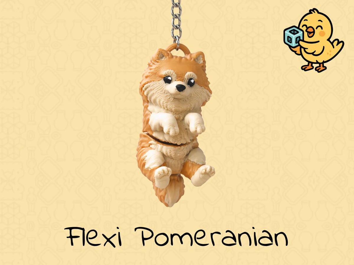Porte-clés Spitz nain – Chien flexible articulé mignon - Figurine Print