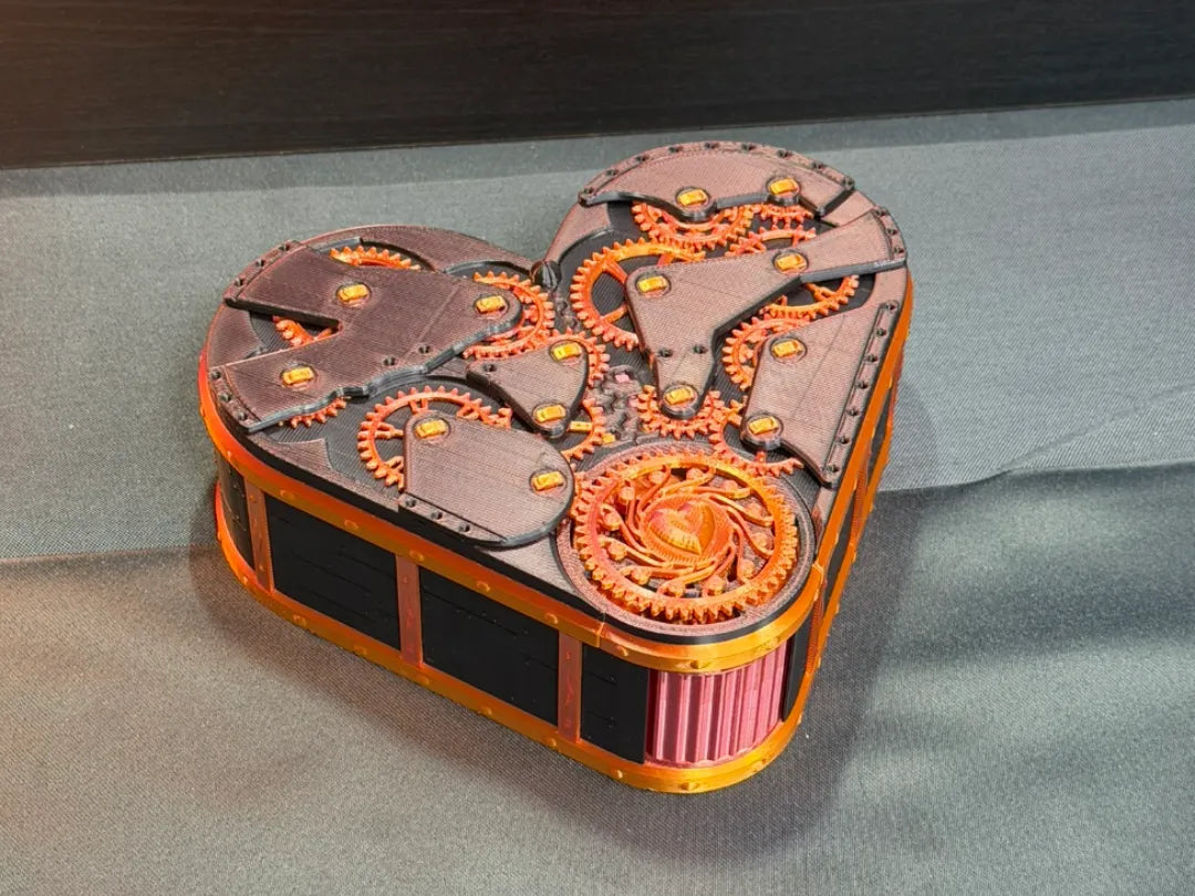 Boîte Cœur Steampunk - Cadeau Mécanique de Saint-Valentin - Fêtes Print