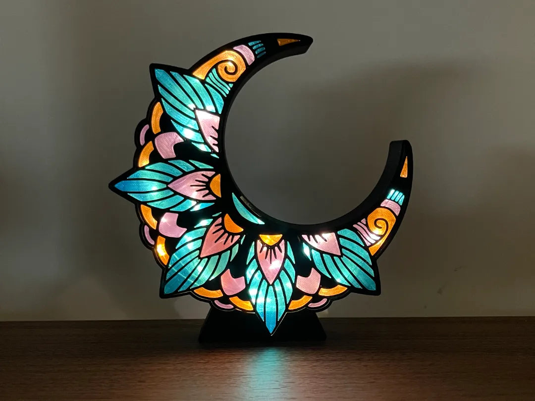 Niche à Livres / Lanterne Lumineuse Lune Croissante Florale - Outdoor Print