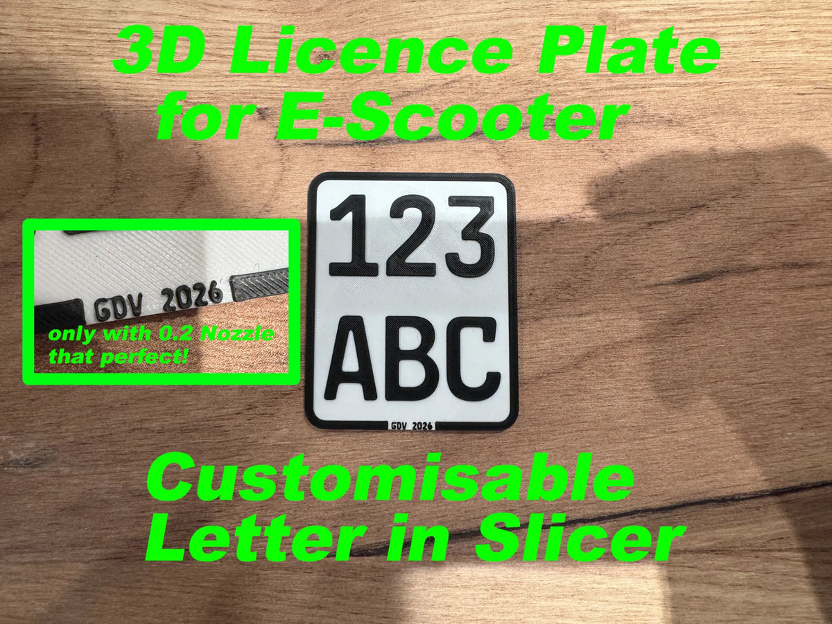 Plaque d'immatriculation 3D pour trottinette électrique - Vélo Print