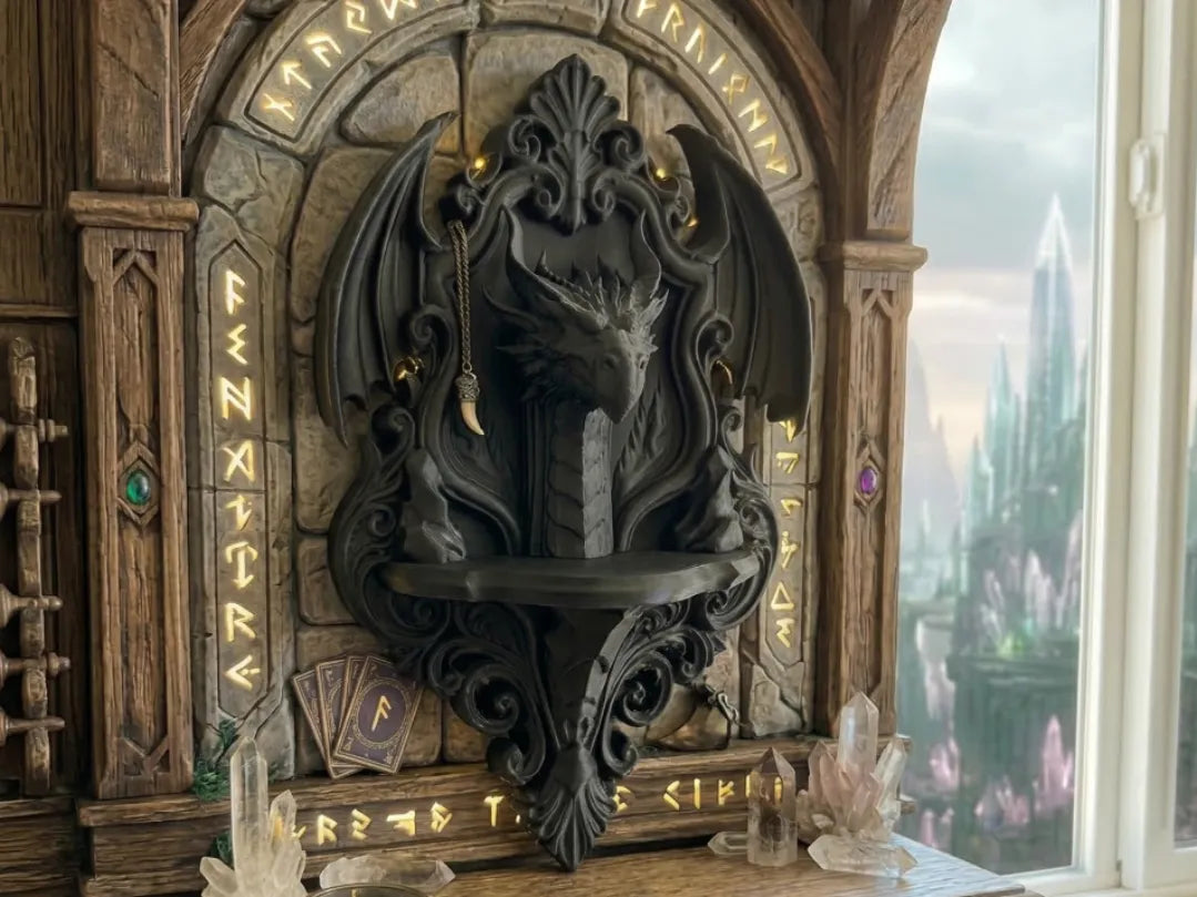 Buste de Crâne de Dragon Baroque - Trophée Spectre - Figurine Print