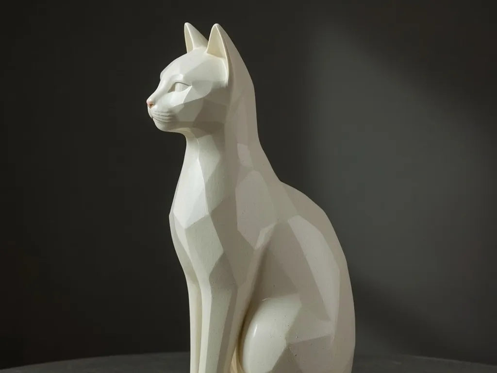 Sculpture de chat moderne low poly – Décoration intérieure - Art Print