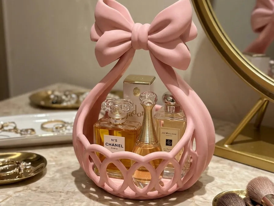 Panier de Vanité Nœud Coquette Porte-Parfum et Maquillage - Beauté Print