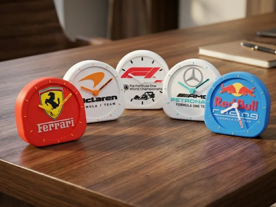 Set d'horloges de table écuries F1 (Ferrari, Mercedes, FIA) - Auto Print