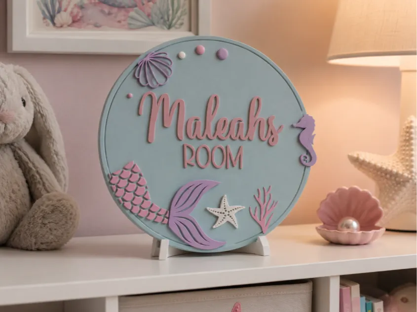 Plaque de Chambre Sirène Personnalisée Ronde - Cadeau Print