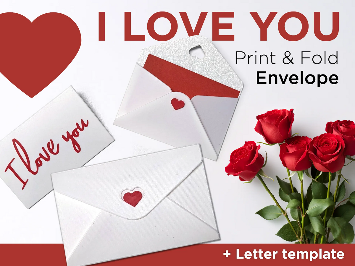 Saint-Valentin - Je t'aime - Enveloppe + Lettre d'amour - Fêtes Print