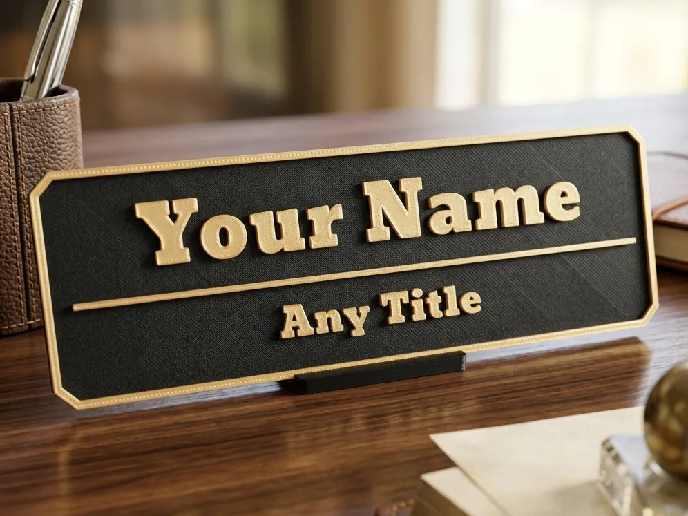 Plaque nominative de bureau personnalisable & Support – modèle 2 - NFC Print