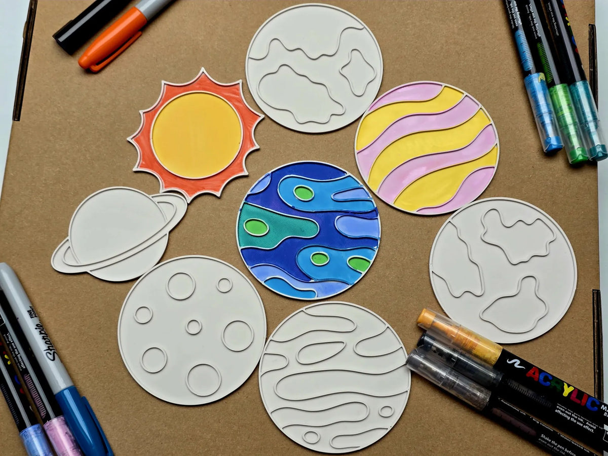 Ensemble de bricolage de coloriage des planètes du système solaire - Science Print