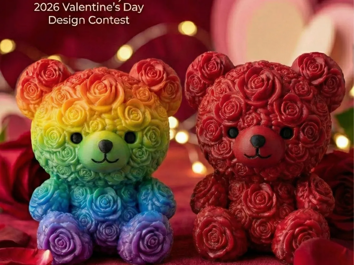 Ours en Peluche Rose Éternelle - Édition Saint-Valentin - Fêtes Print