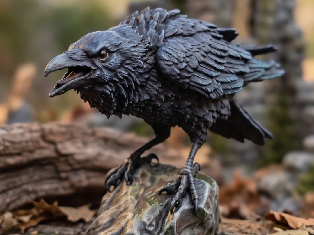 Figurine miniature de corbeau détaillée - Figurine Print