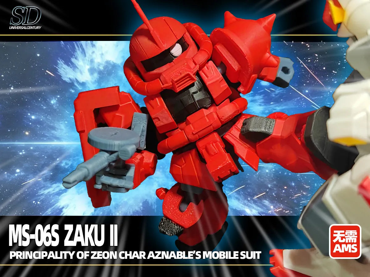 SD Proportion Gundam 0079 MS-06S Zaku II (unité de capitaine) - Figurine Print