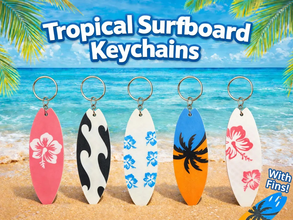 Porte-clés planches de surf tropicaux avec ailerons - Sport Print