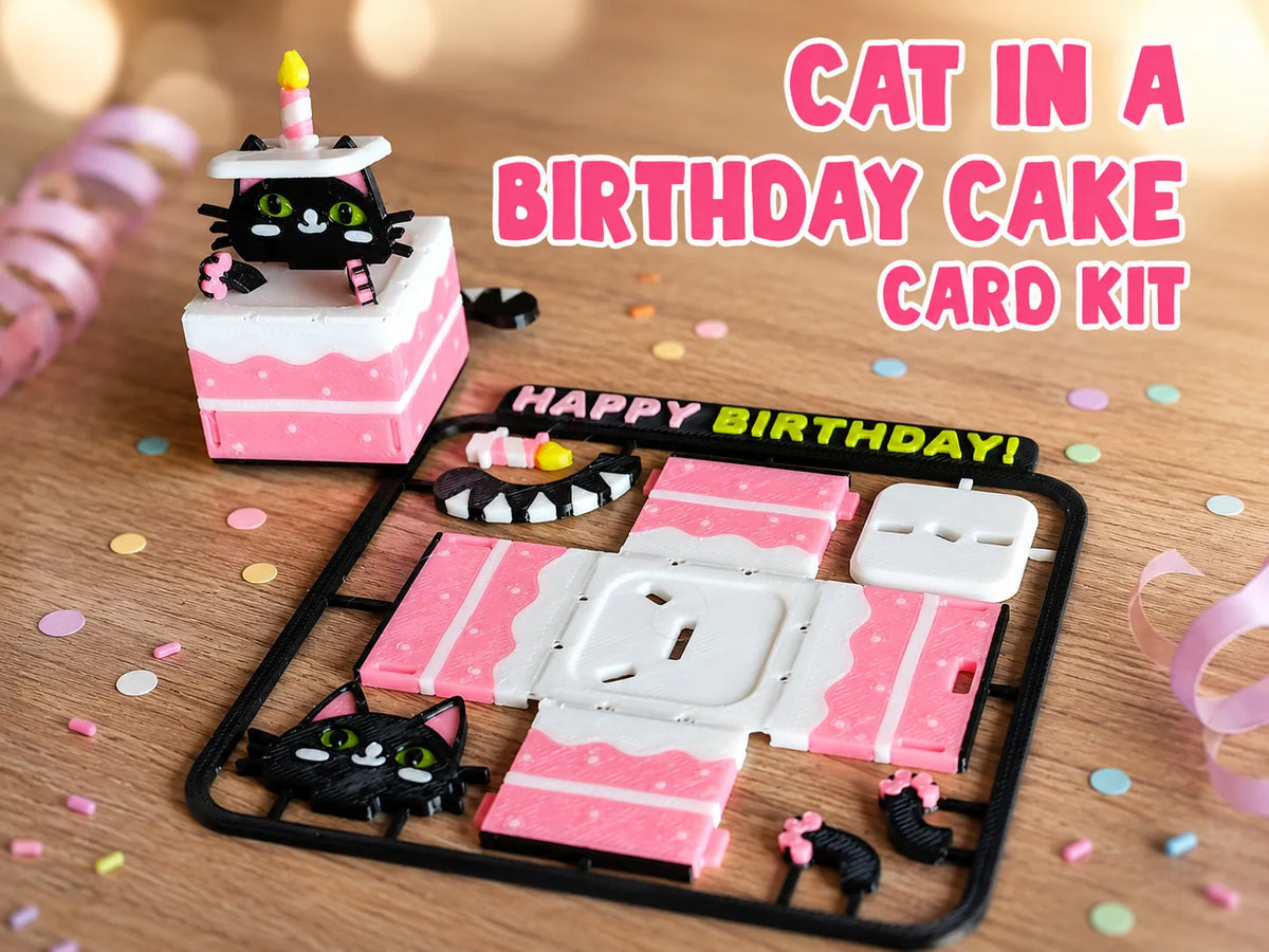 Carte Kit Chat dans un Gâteau d'Anniversaire - Fêtes Print