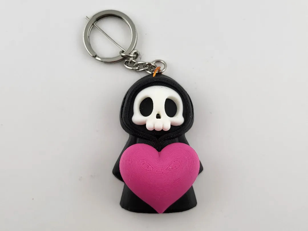 Mignon Porte-clés Faucheuse Cœur Breloque Crâne Kawaii - Figurine Print