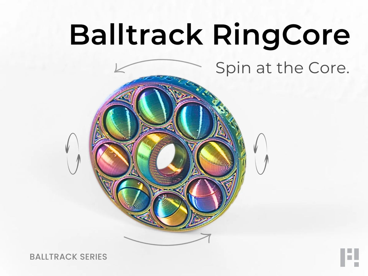 BallTrack Ring Core - Fidget à rotation et orbite - Bijoux Print