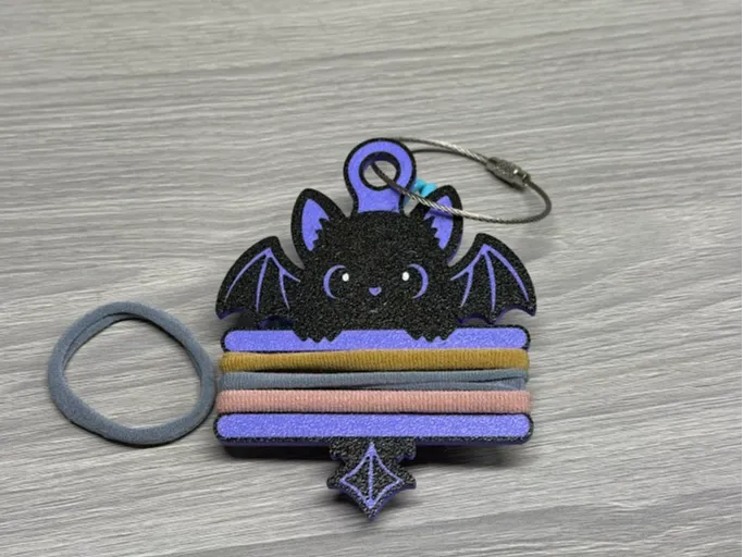 Porte-porte-clés pour élastique à cheveux Chauve-souris d'Halloween - Beauté Print