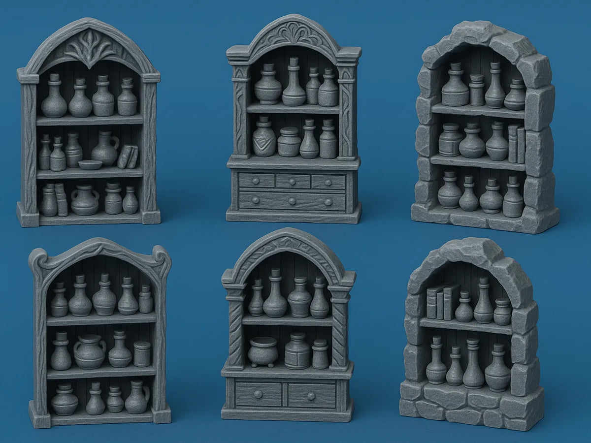 Ensemble d'étagères à potions pour taverne et alchimie - Jeux Print
