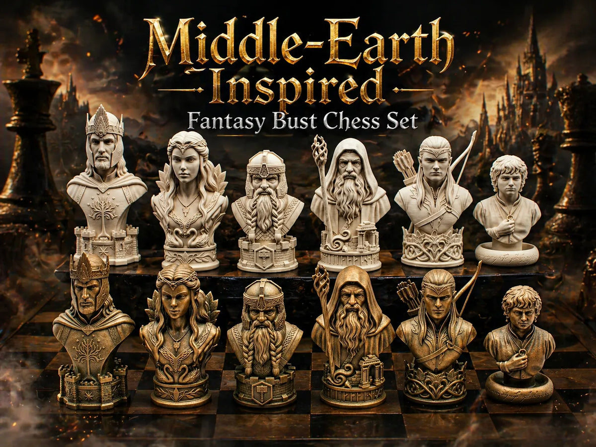Jeu d'échecs fantastique inspiré de la Terre du Milieu, buste - Geek Print