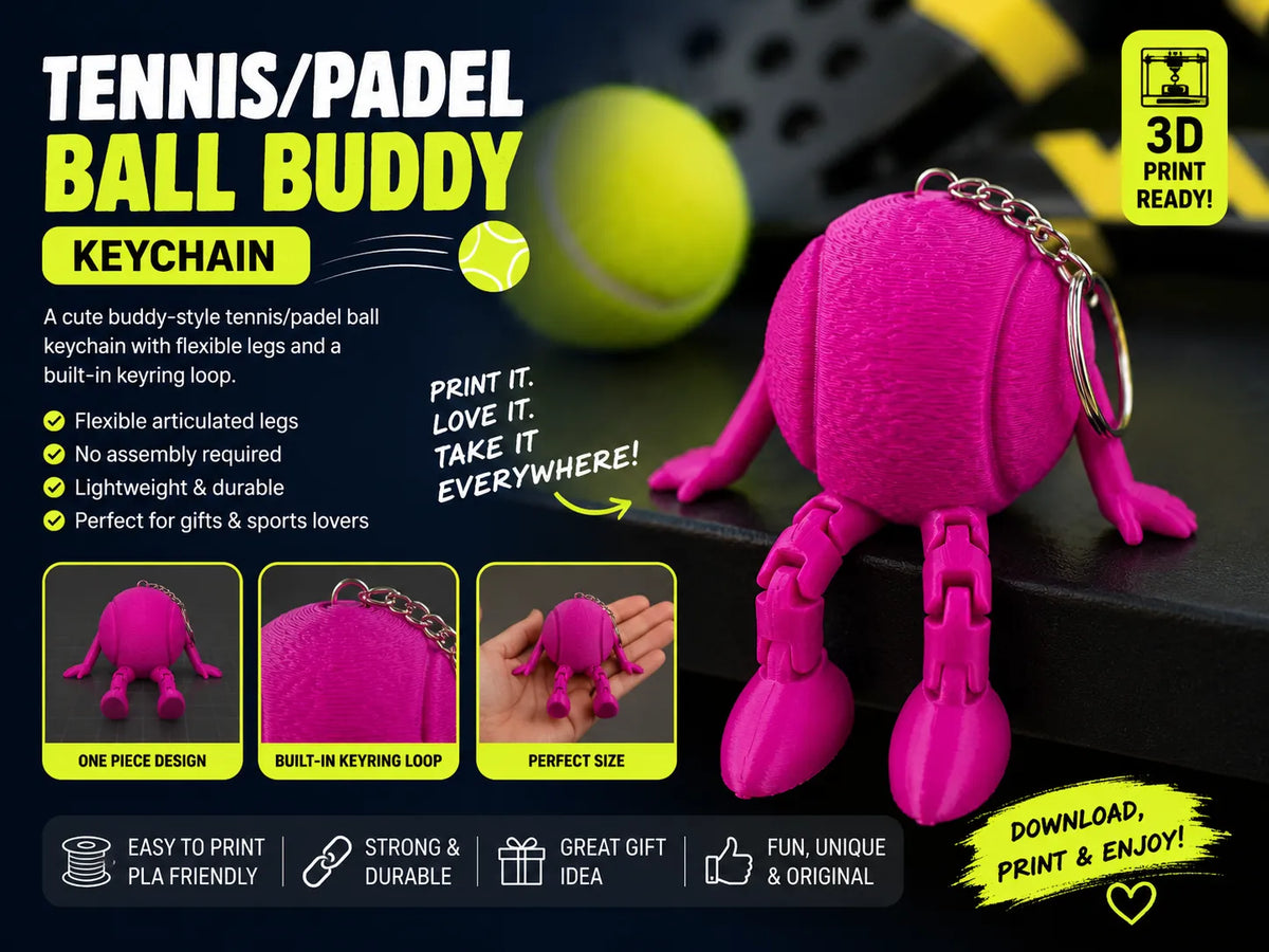 Porte-clés Balle de Tennis/Padel style "Buddy" - Sport Print