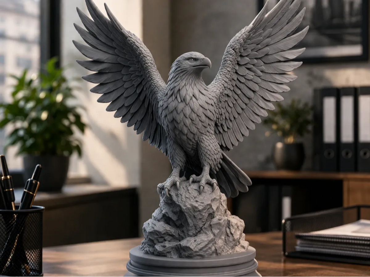 Aigle Majestueux sur Rocher – Statue Décorative Détaillée - Art Print