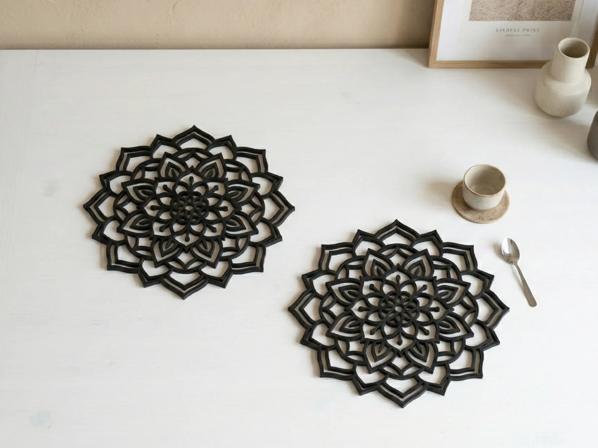 Art mural Mandala Géométrique Élégant, Sous-verre, Décoration - Art Print